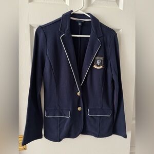 Tommy Hilfiger Women's Jacket Navy Blazer with White Trim Size Medium